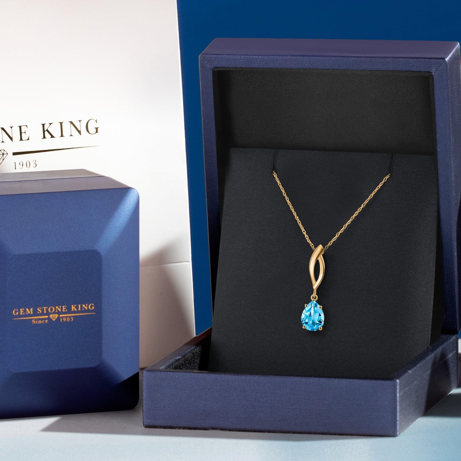 Gem Stone King 10K Yellow Gold Customized and Personalized Pear Shape 8X6MM Gemstone Birthstone Pendant Necklace for Women With 18 Inch Chain - Image 5