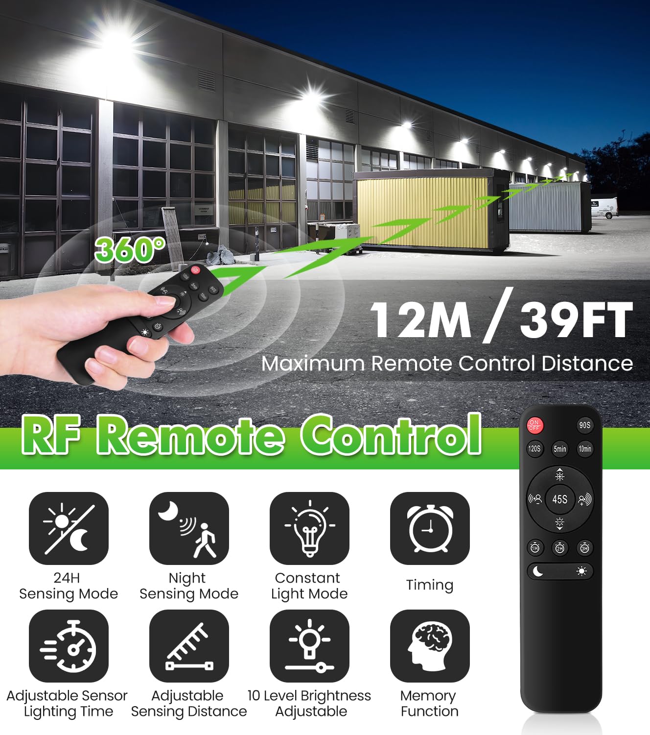 CLY Faretto Led Da Esterno Con Sensore Di Movimento 42W 3600LM | Faretti Led 3 Teste Fari LED Esterno Con Telecomando Bianca Fredda Faro Led Da Esterna IP66 Impermeabile Per Cortile Garage