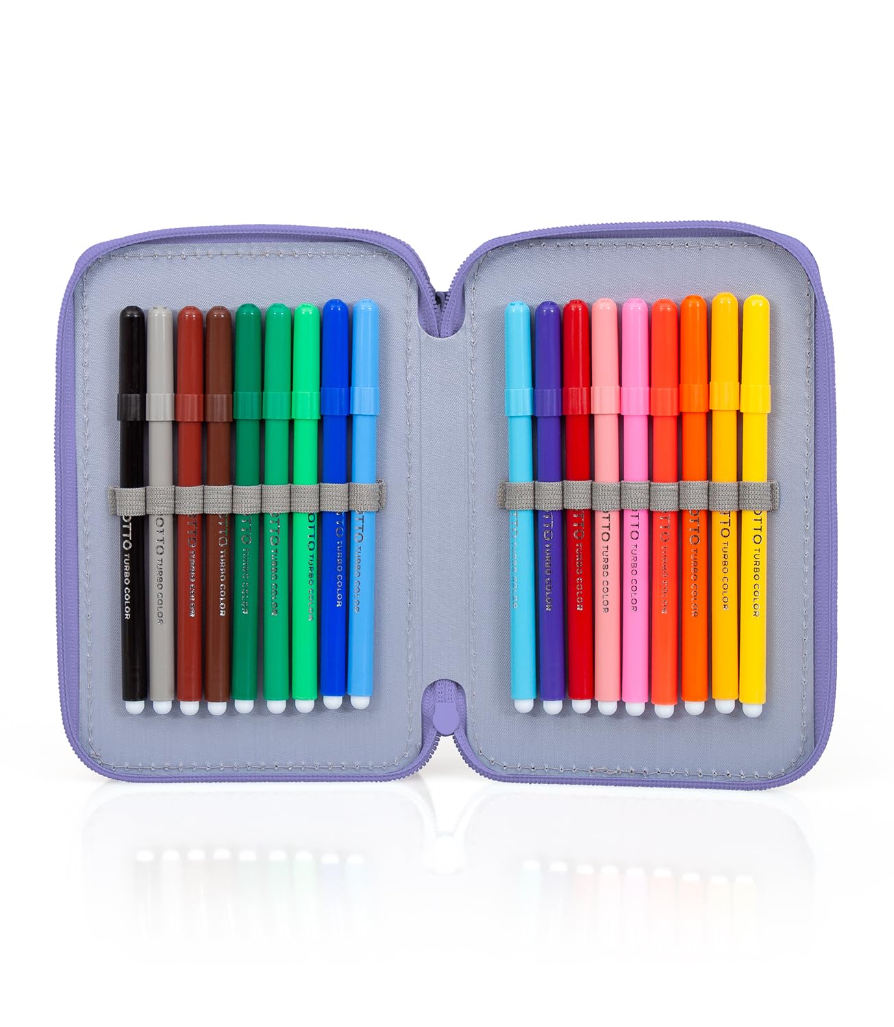 L'ERBAVOGLIO Original 3 Zip School Pencil Case Complete with 44 Pieces, Little Princess Unicorn (Fuchsia/Lilac), pen holder for kids - Image 4