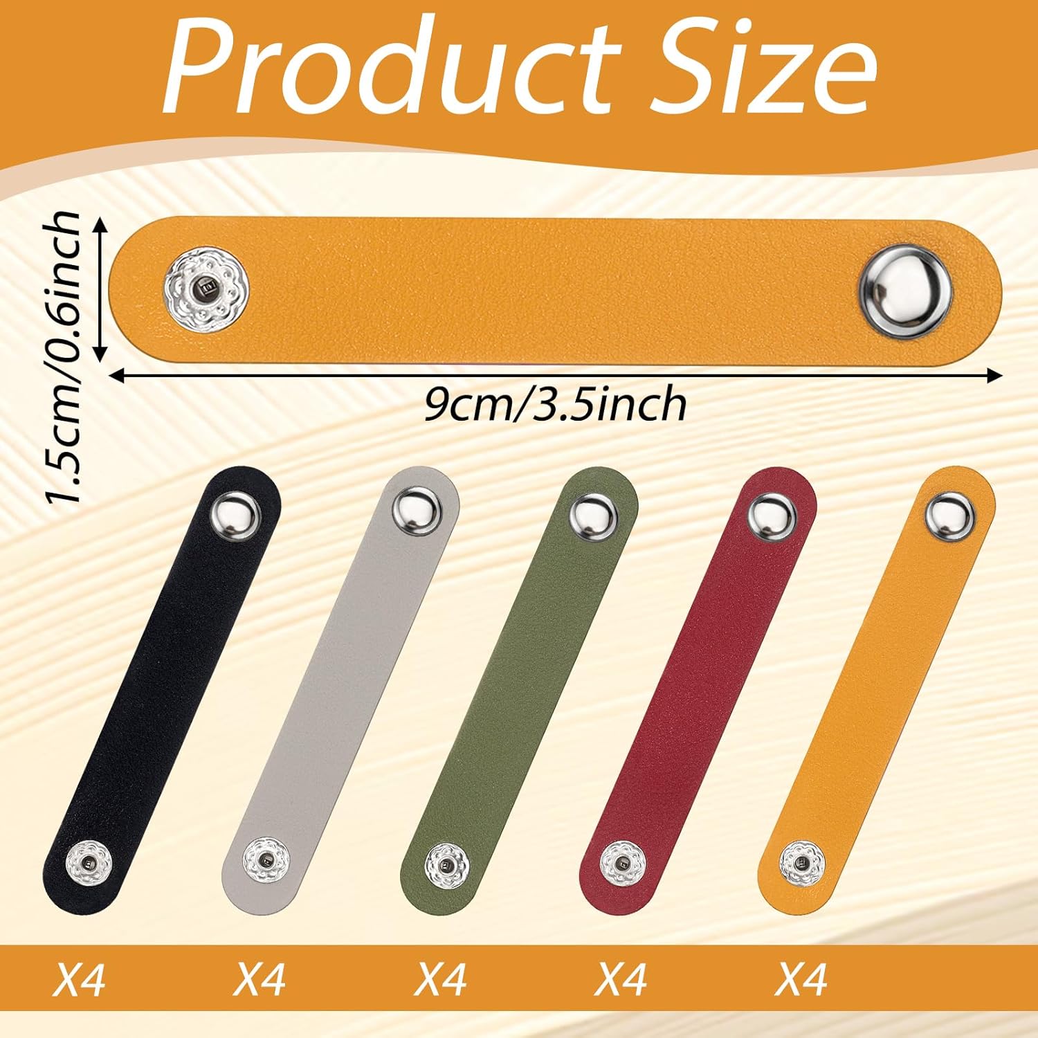 20 Pcs Leather Cord Organizer, Leather Cable Straps, Reusable Cord Organizer for Charging Cords & Earbuds, Multipurpose Wire Cable Ties, Assorted Colors (5 Colors)