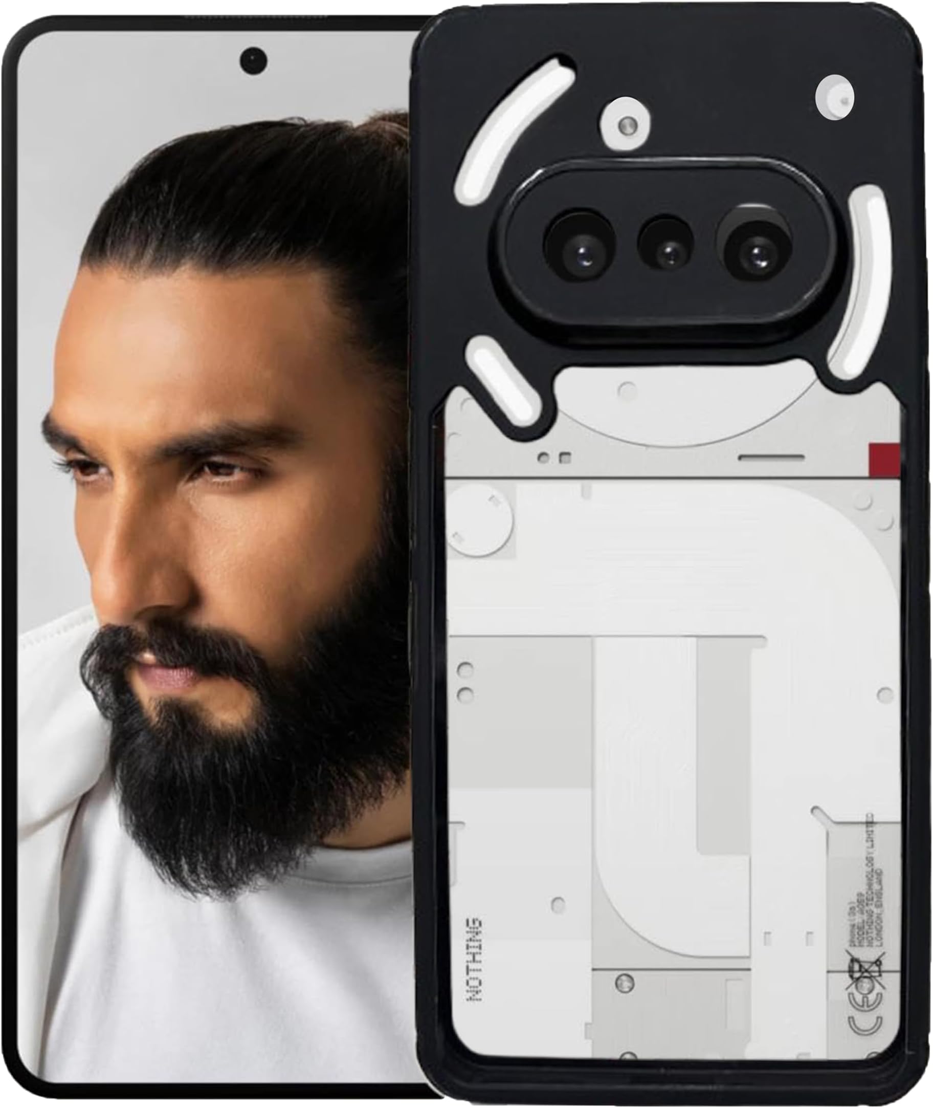 Ultra-Hybrid Shockproof Sleek Armor Back Cover Case for Nothing Phone 3a 5G | 360° Protection | Crystal Clear Hard Back Transparent Cover Case for Nothing Phone 3a (PC & TPU, Black Bumper)