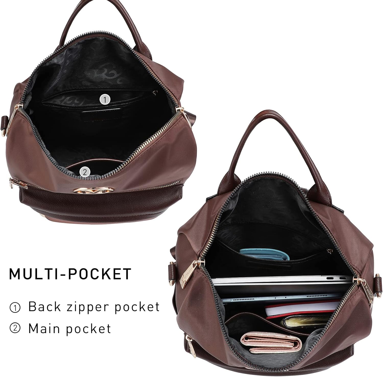 Women Nylon Backpack Purse Convertible Large Ladies Designer Rucksack Travel Shoulder Bags Handbag 2PCS - Image 4