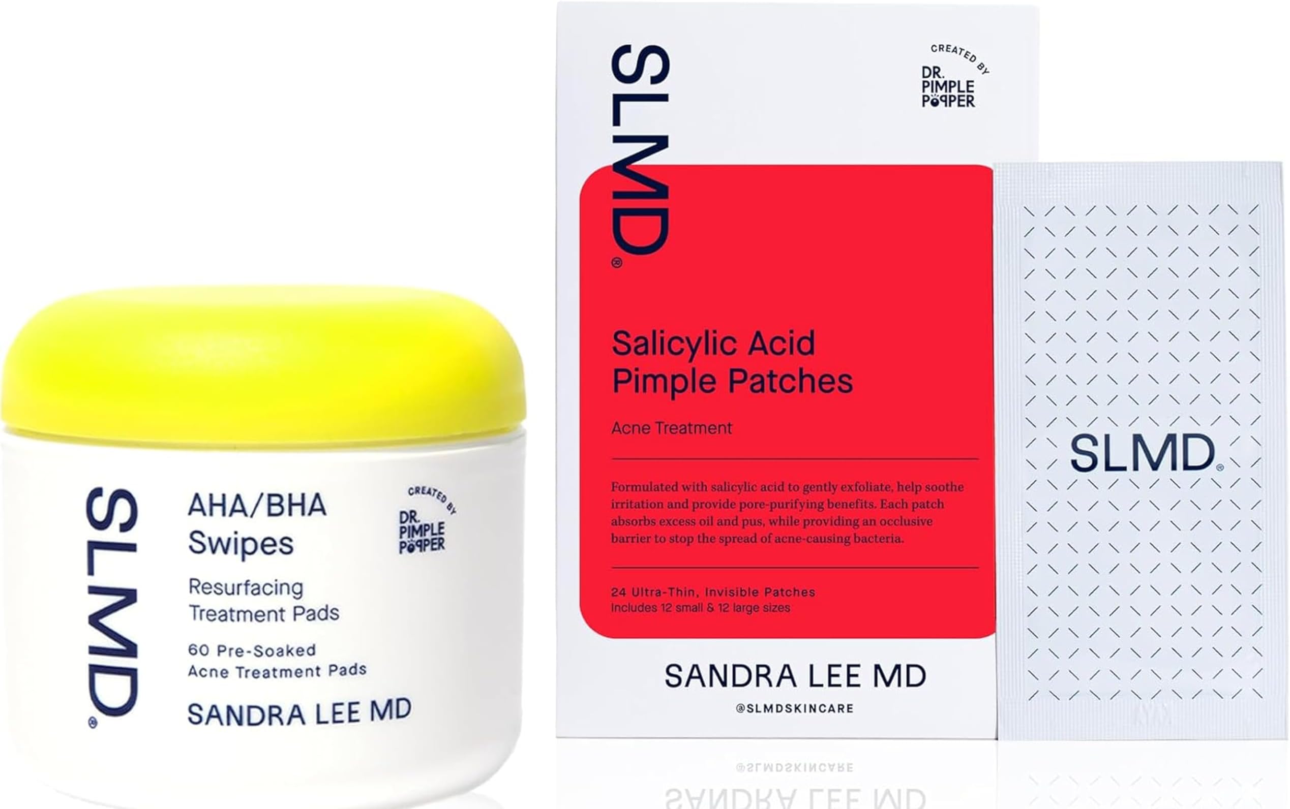 by Dr. Pimple Popper | 60 AHA/BHA Daily Resurfacing Pads & 24 Salicylic Acid Pimple Patches (2 Sizes) | Exfoliate, Resurface & Prevent Acne | Transparent Patches to Heal Acne & Improve Dark Spots