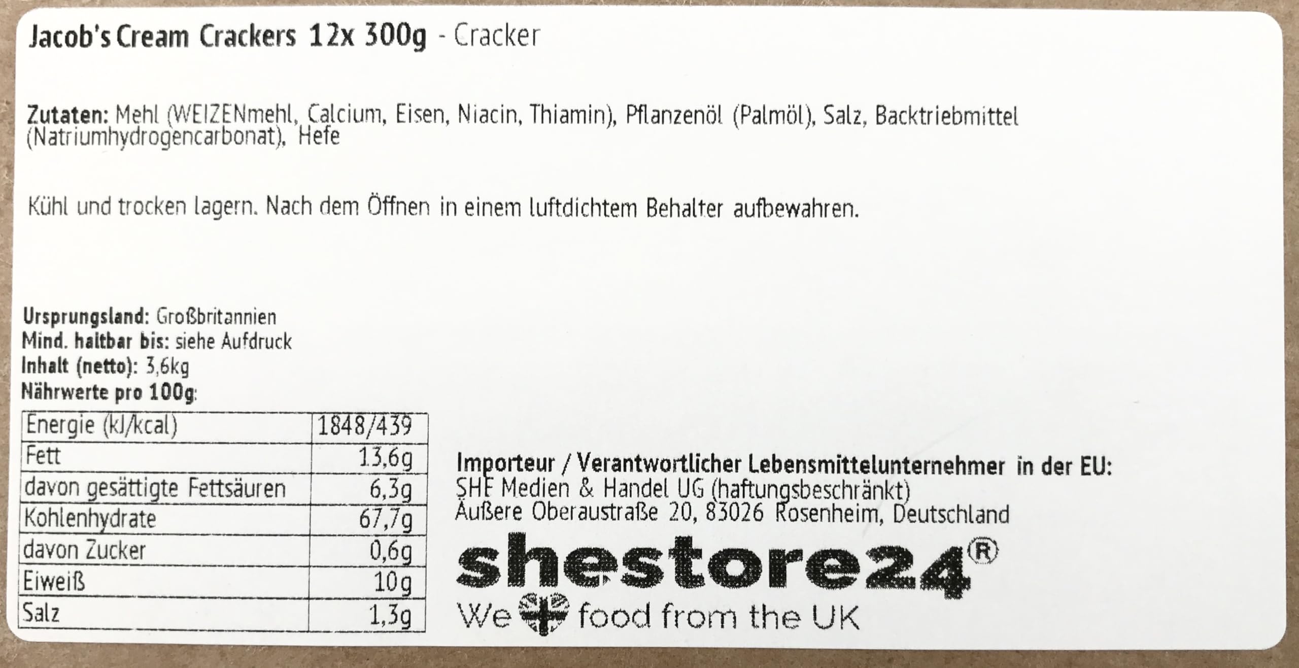 Cream Crackers 12x 300g – importiert von Shestore24