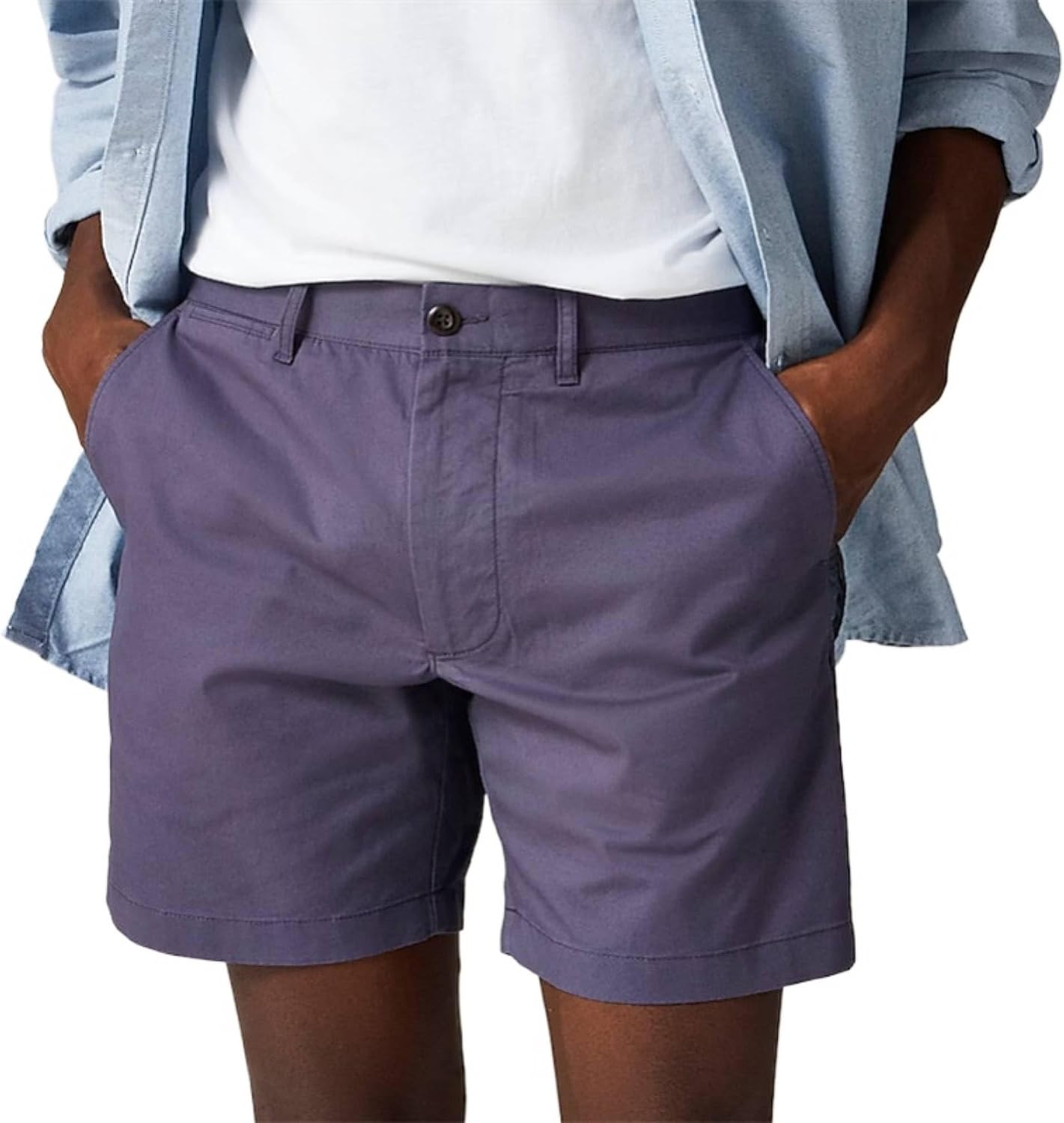 Maiyifu-GJ Men's Cotton Lightweight Casual Shorts Stretch Flat Front Shorts for Men Elastic Waist Summer Hiking Short Pants