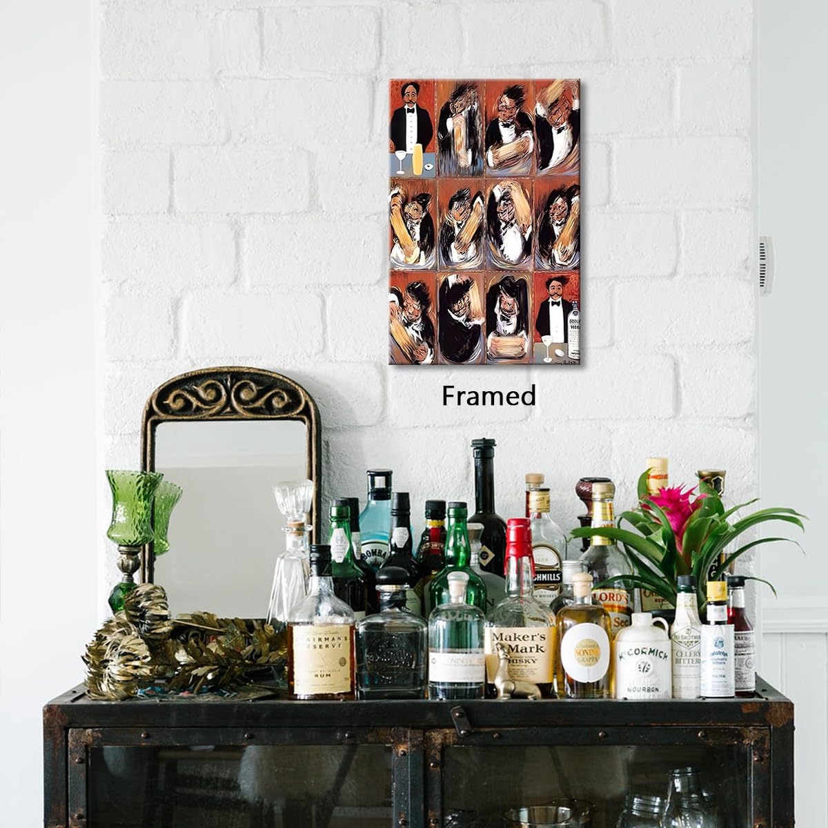 Vintage grappige muurkunst ingelijste man buffet het maken van perfecte