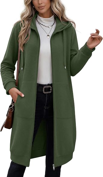 HOTOUCH Womens Zip Up Hoodies Oversized Long Fleece Hooded Sweatshirts