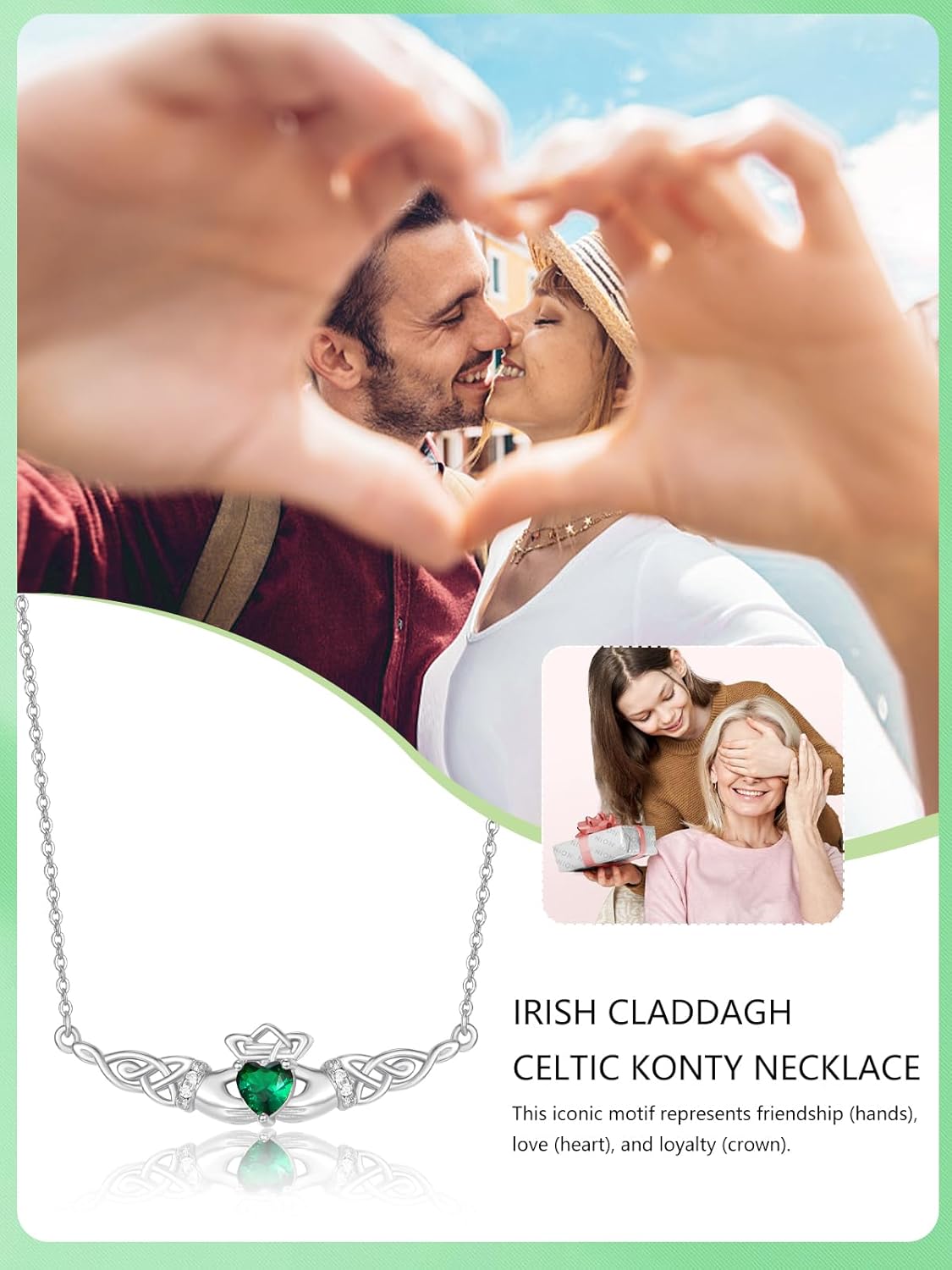 Dreamboat Sterling Silver Claddagh Necklace for Women Irish Celtic Knot Necklace Pendant Scottish Jewelry Irish Gift Made In Ireland