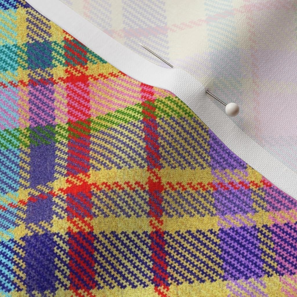 Spoonflower Fabric - Plaid Pink Yellow Aqua Purple Funky Gingham Check Printed on Petal Cotton Fabric Fat Quarter - Sewing Quilting Apparel Crafts Decor