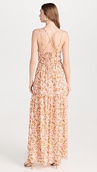 fitted lace wedding dress Tearra Floral One-Shoulder Tiered Maxi Dress main image 1