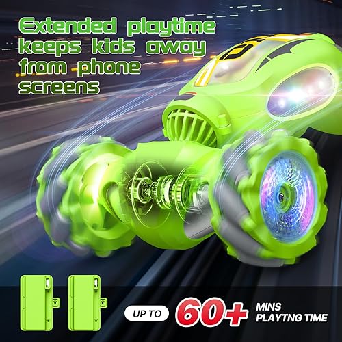 Miniatura 4 de Autos de acrobacias a control remoto, conducción de doble cara, giro de 360 grados, juguete giratorio todo terreno, auto todoterreno con detección