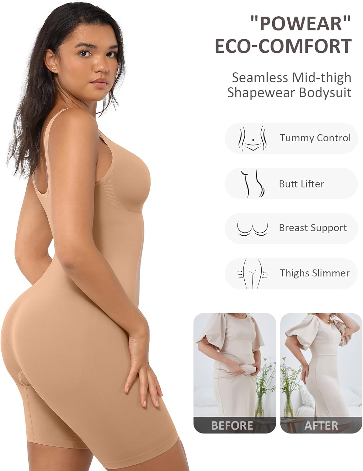 FeelinGirl Shapewear Bodysuit for Women Tummy Control Seamless Butt Lifting Thigh Slimmer Full Body Shaper - Image 2