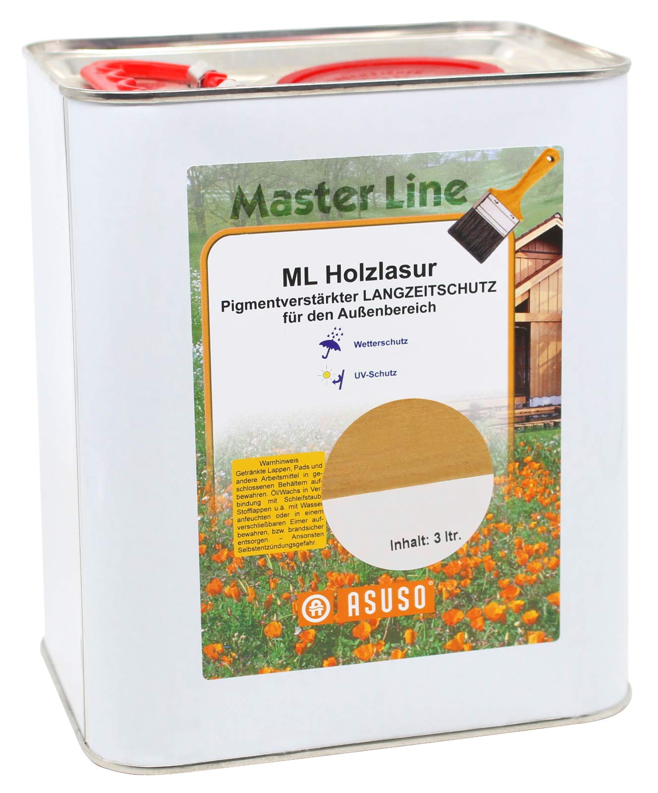 ML Holzlasur Langzeitschutz 3L Holzschutzlasur für aussen (3L, eiche hell)