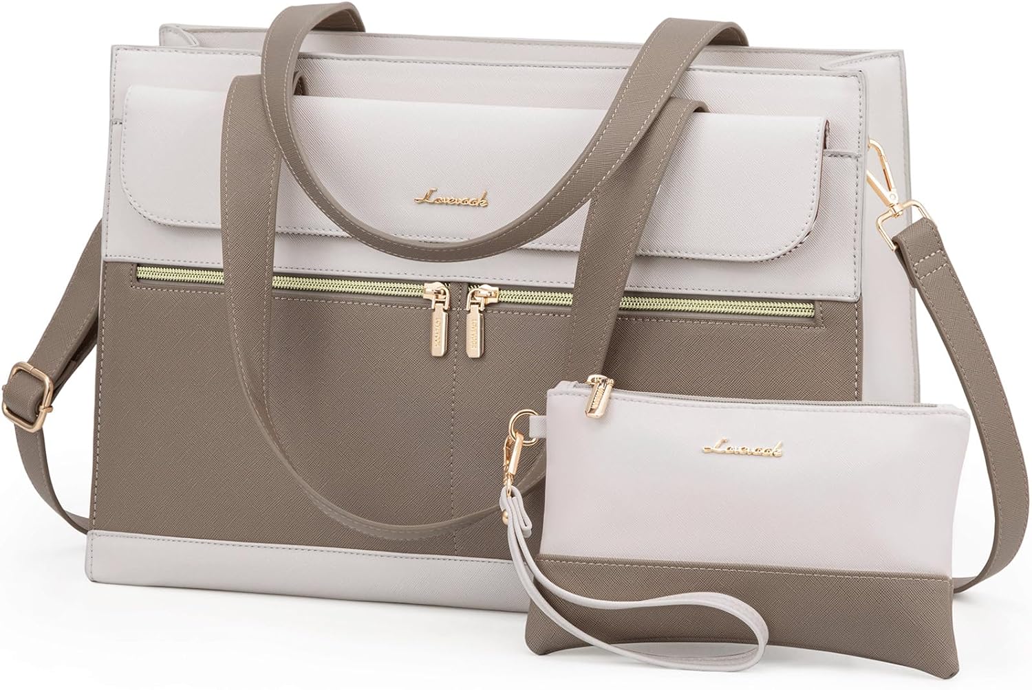 LOVEVOOK Laptop Bag for Women 15.6 Inch Laptop Tote Work Professional Leather Computer Briefcase Waterproof Handbag Shoulder Large Capacity Business Teacher Office Crossbody Purse