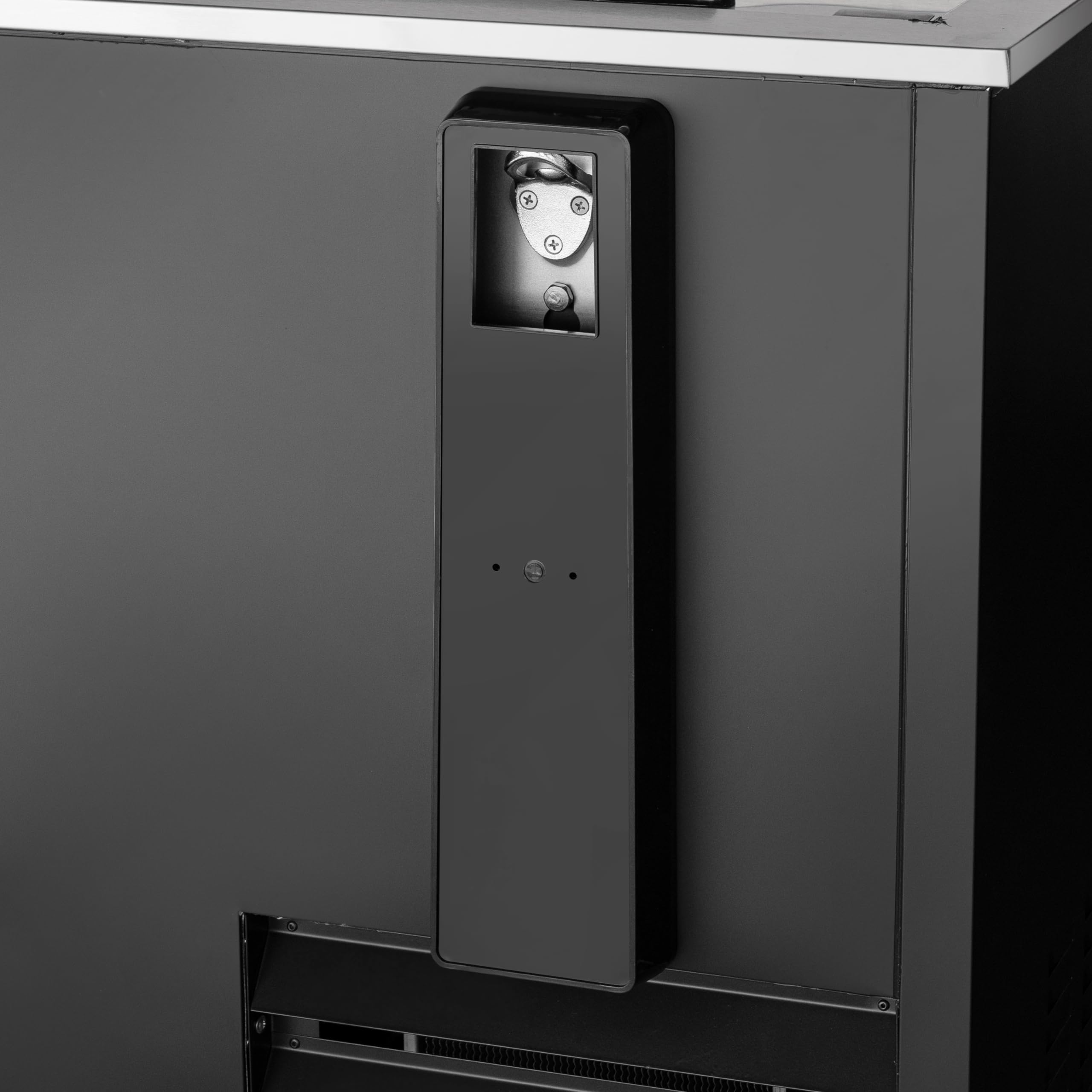 KoolMore KM-BOC50-BK 50 in. Commercial Bottle Cooler in Black with Built-in Opener, ETL Listed, 14 cu. ft