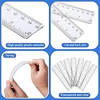 Vista 3 de Zonon 6 reglas métricas rectas flexibles de plástico transparente de 6 pulgadas con centímetros y pulgadas, herramienta de medición de dibujo