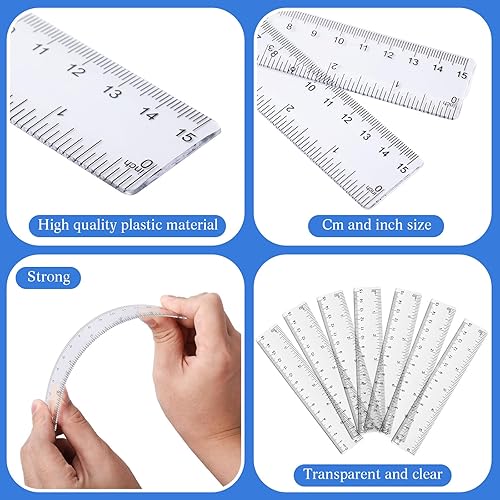 Miniatura 9 de Paquete de 12 reglas transparentes de color a granel de 12 pulgadas, reglas de plástico transparente para niños con centímetros y pulgadas,