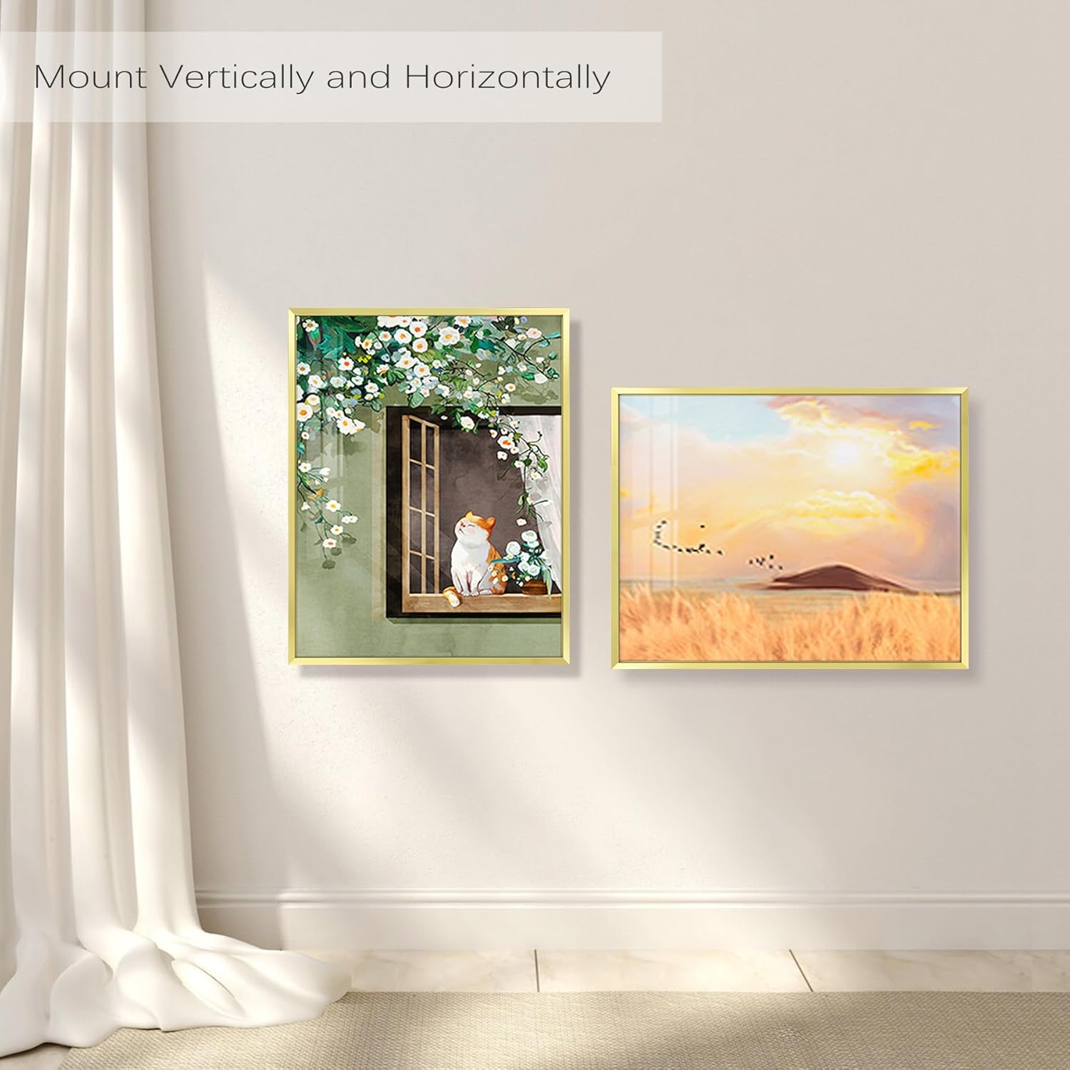 Golden State Art, 16x20 Picture Frame Set of 3, Gold Thin Border, Display Photo 11x14 with Mat or 16x20 Without Mat, Poster Frame for Wall Hanging Horizontal and Vertical - Image 7