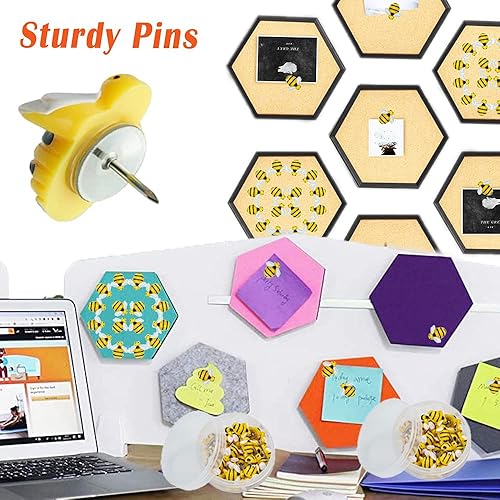 Miniatura 5 de Lindos alfileres para decoración de colmena de abejorros, 60 piezas, decoración de borde de abejorro de Hmxpls para oficina, aula, decoración de