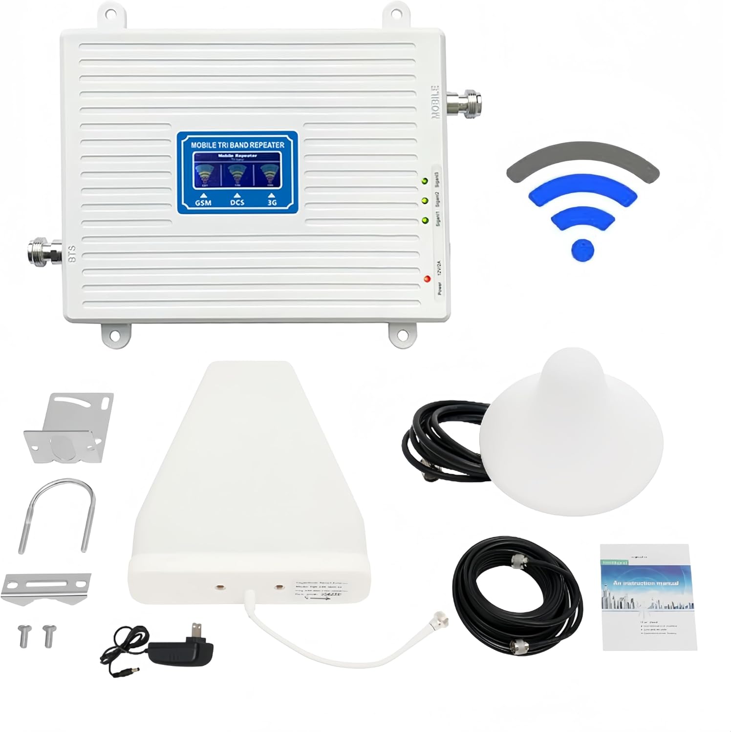 Cell Phone Signal Booster for Home, Boost 900/1800/2100MHz GSM DCS Supports 2G/3G/4G/5G and Band 8/3/1 Bands, GSM DCS Mobile Signal Amplifier Repeater LTE Signal Booster Kit, Coverage Area Up to 150㎡