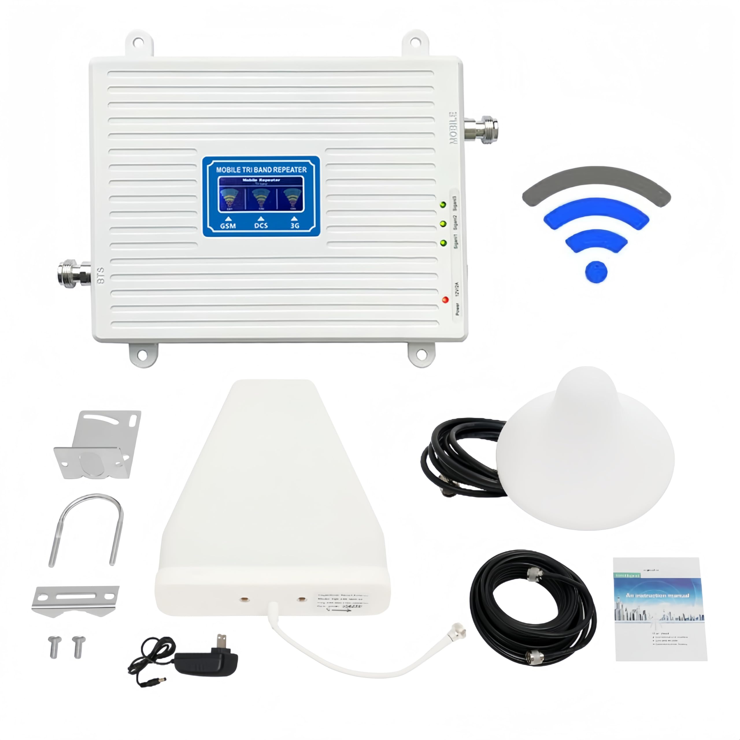 Cell Phone Signal Booster for Home, Boost 900/1800/2100MHz GSM DCS Supports 2G/3G/4G/5G and Band 8/3/1 Bands, GSM DCS Mobile Signal Amplifier Repeater LTE Signal Booster Kit, Coverage Area Up to 150㎡