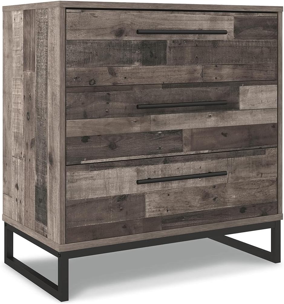 Signature Design by Ashley Neilsville Industrial Three Drawer Chest, er Block Gray