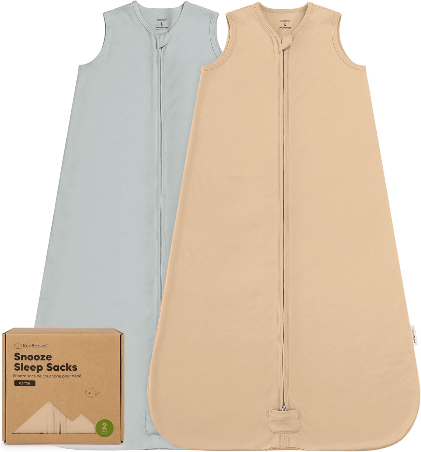 2-Pack Baby Sleep Sacks, Zipper Wearable Blanket - 0.5TOG Organic Cotton, Lightweight,Soft Cozy Toddler Sleeping Sack 12-24 months,Easy to Wear Large Newborn Transition Swaddles Sleepsacks (Toasty, L)