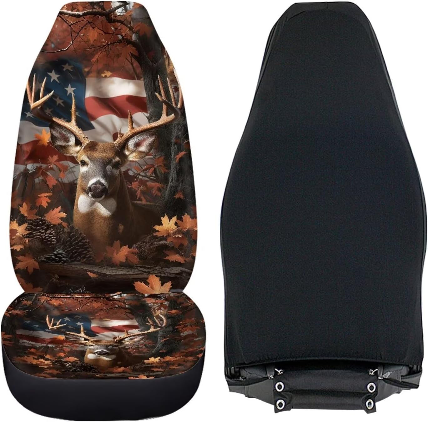 Car Seat Cover Camo Hunting Deer Front Seat Protector Cover Breathable Soft Cars Interior Accessories Easy to Install Universal Size Fit for Most Sedan SUV