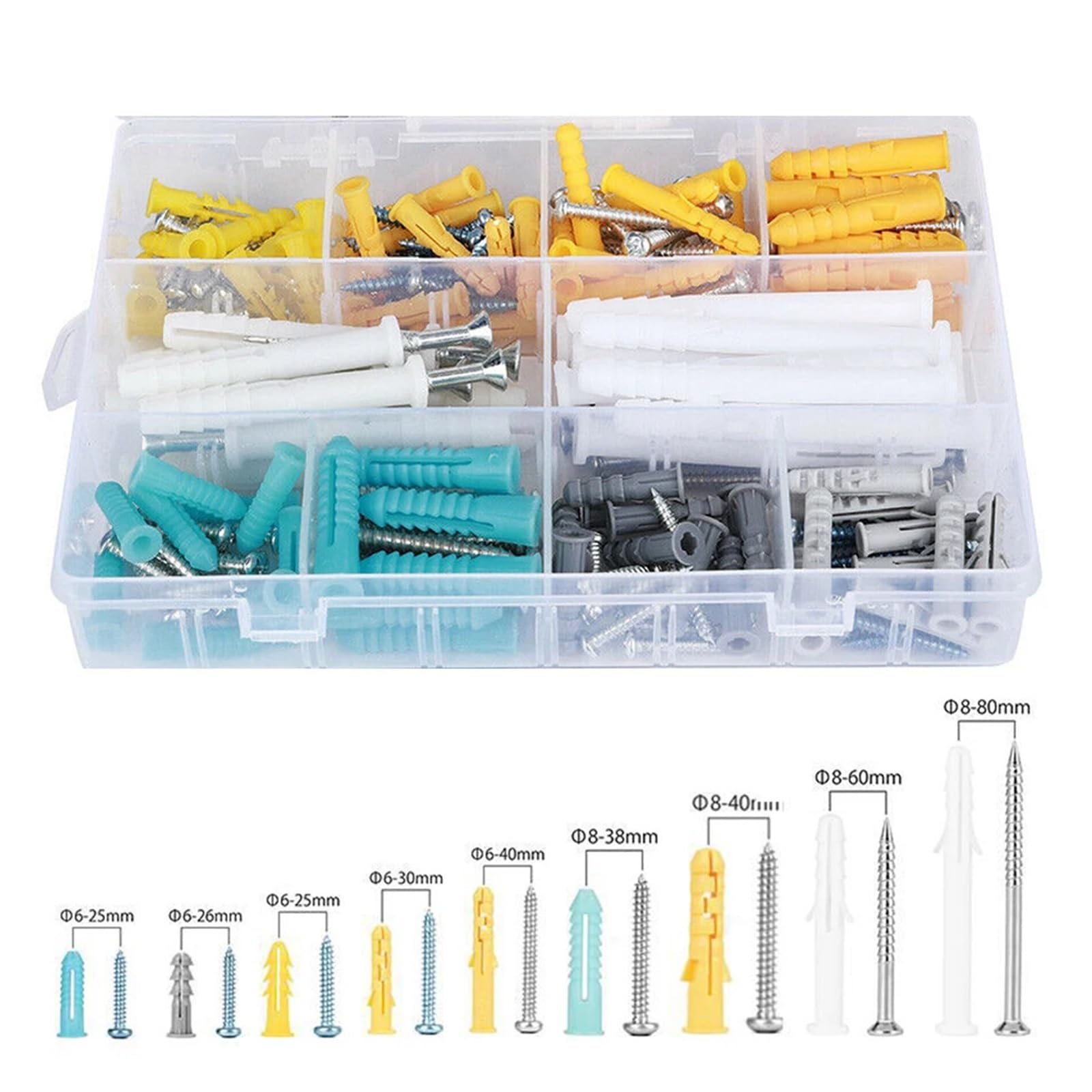 200 teile/satz Kunststoff Selbst Expandierende Trockenbau Anker Schraube Anker Sortiment Kit Edelstahl Wand Dübel M4 M5 Lucky
