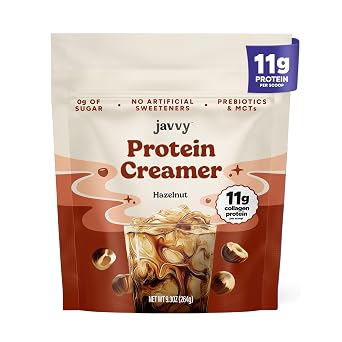 Javvy Protein Coffee Creamer Sugar Free Creamer with 11g of Collagen, MCT Oil, Keto Coffee Creamer Powder for Hair, Skin & Nail Support, Hazelnut, 1 Pack