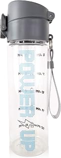 L LIFETIME Water Bottle with Time Marker, BPA Free Leakproof Plastic Thermos Motivational Fitness Outdoor Sports Wide Mouth No Straw Reusable Adults Kids Boys Girls Carry Loop Removable Strainer