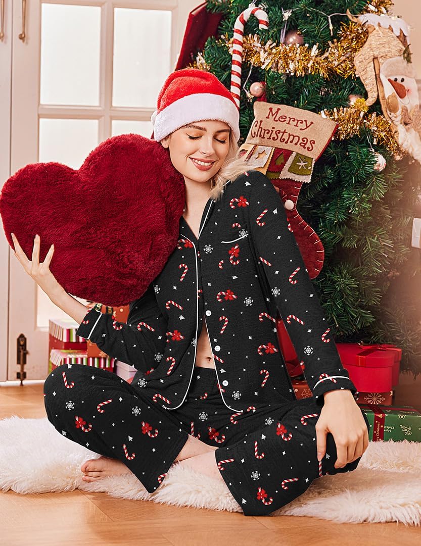 Ekouaer Women's Pajama Sets Long Sleeve Sleepwear Comfy Button Down Nightwear Long Pants Pjs Lounge Set with Pockets S-XXL - Image 2