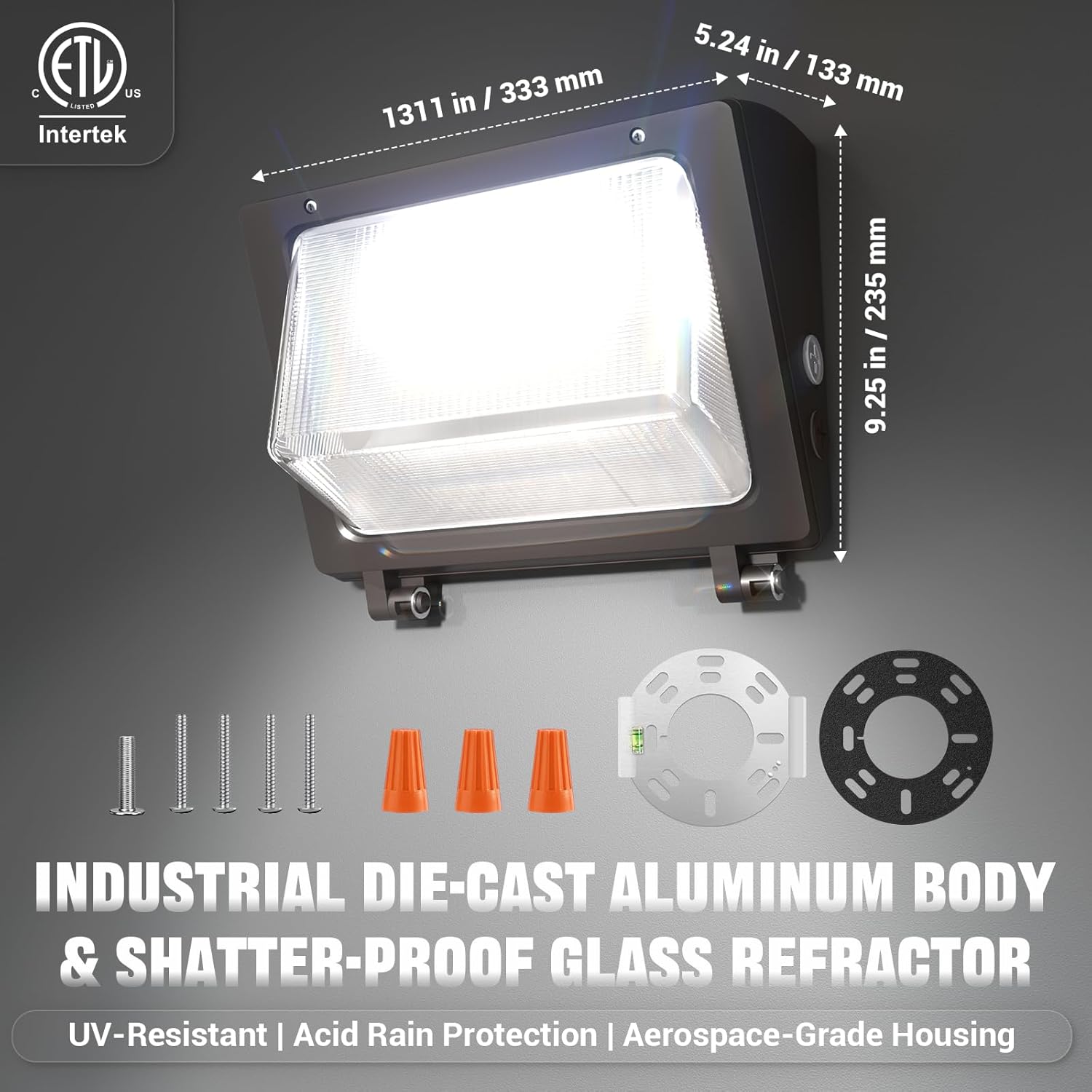 150W LED Wall Pack with Photocell Dusk to Dawn 5000K Waterproof Commercial Outdoor Light Fixture 22500lm 120-277V Equivalent,Energy Save Flood Lights for Building,Yard,Warehouse,Garage-4pack