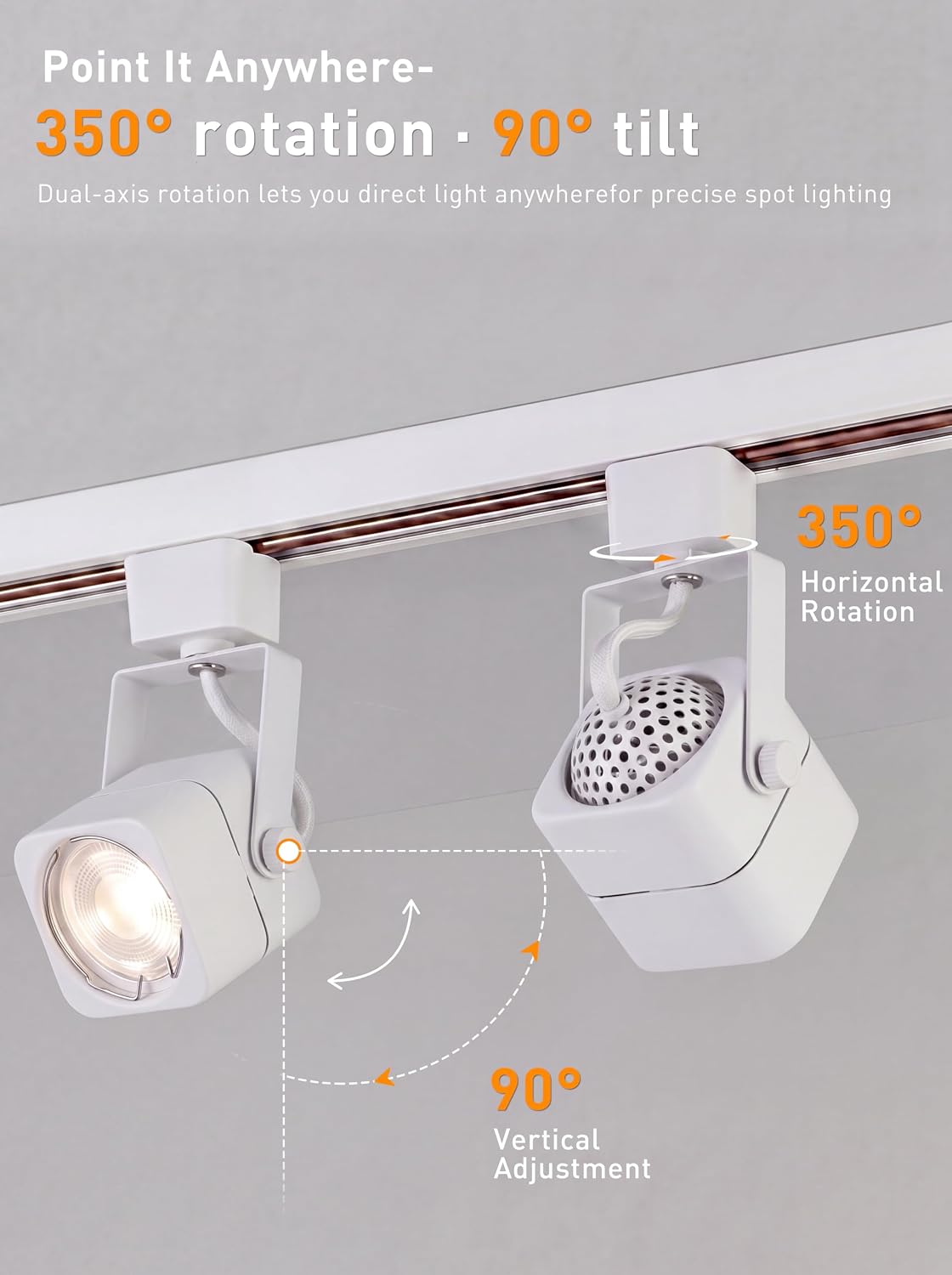 CLOUDY BAY [6 Pack] H Type Track Lighting Heads to Gu10 Base Socket Light Direction Adjustable,Square,White