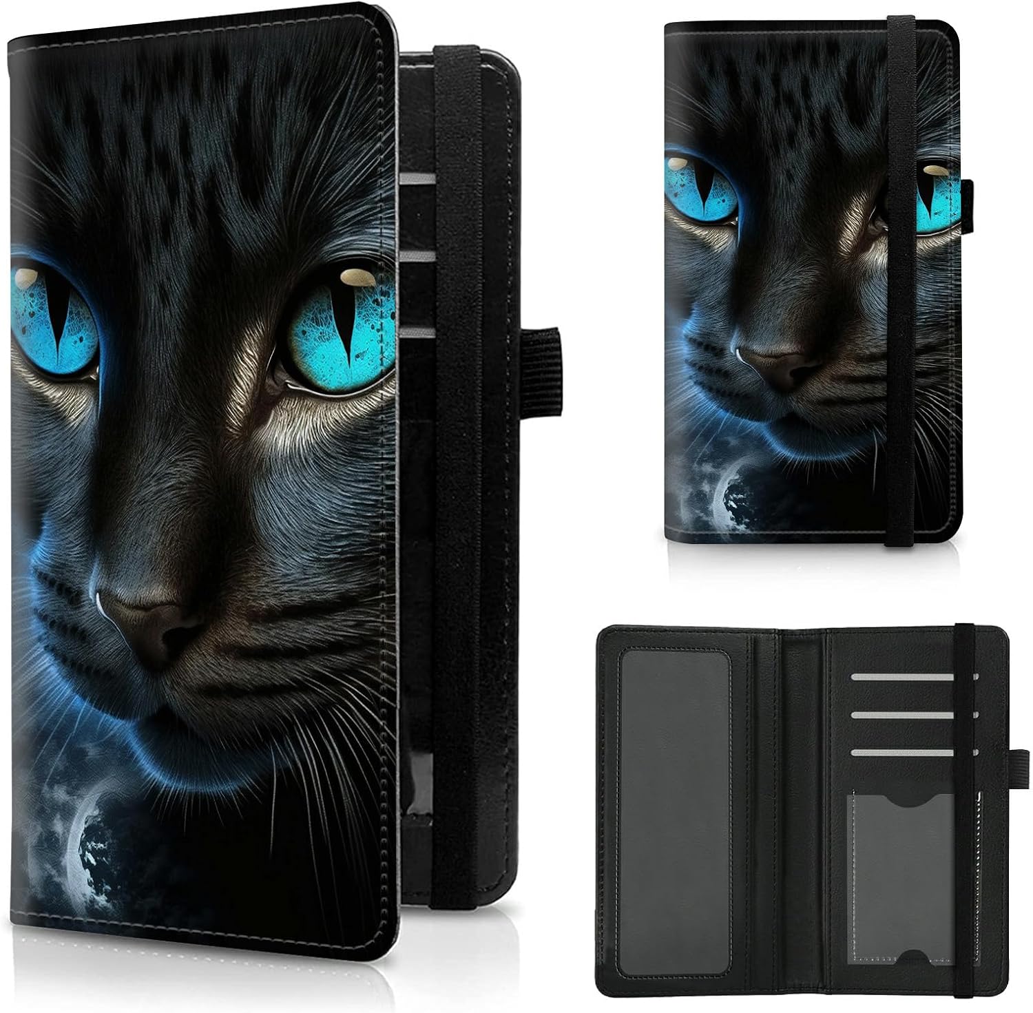Check Book Cover for Personal Checkbook American Flag Sunflowers Cow Pattern Design PU Leather Checkbook Cover for Men Women with Card Slot & Pen Holder and Elastic Strap for Duplicate Checks