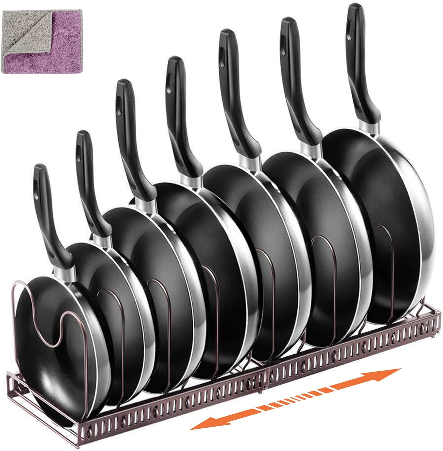 MASTERTOP Pan Organiser Rack, Expandable Pan Lid Holder with 7