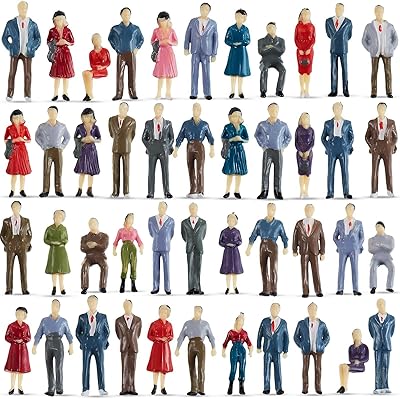 Juexica 80 Pcs Mini People Figurines 1:50 Scale Model Trains Architectural Painted Figures Tiny Plastic Miniature Sand Tray Miniatures Sitting Standing Toy for Scenes