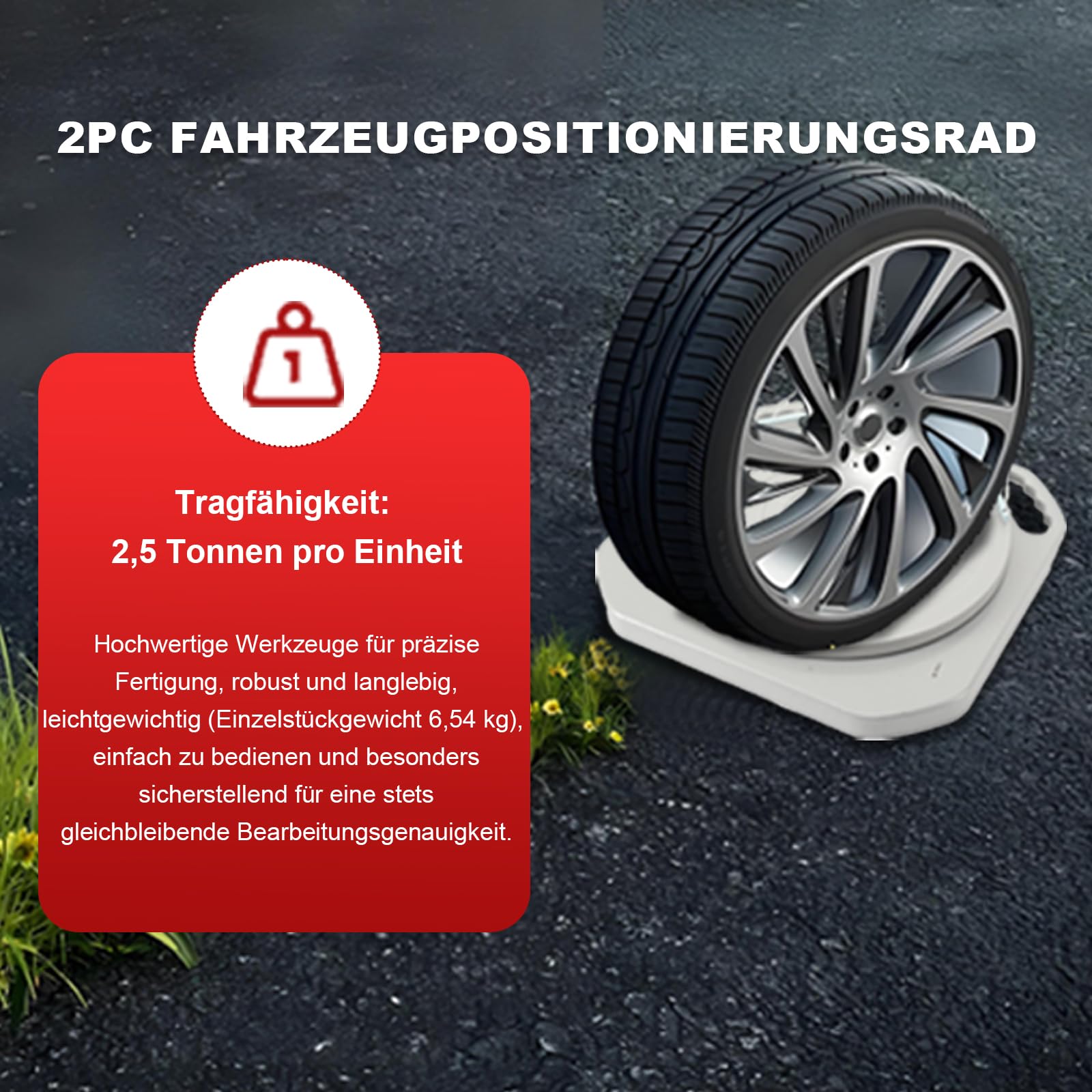 Achsvermessungs-Drehteller 2,5t, Spureinstell-Set (Paar) | DIY Spureinstellung für Heimwerker, mit 2* Übergangsblock und 2* Dämpfungsblock，Werkzeug für Spureinstellung mit Zubehör