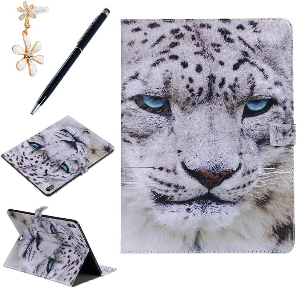 Case for iPad Pro 12.9 Inch 2018 (3rd Gen),Premium Leather Folio Cover Slim Strong Magnetic Multi-angle Stand and Pocket with Dust Plug & Stylus for iPad Pro 12.9 inch 2018 Release -White Leopard