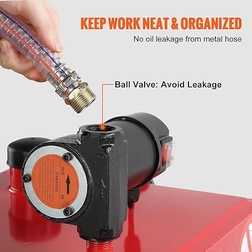 Miniatura 22 de VEVOR Organizador de combustible, 35 galones, tanque de almacenamiento de gas en 4 ruedas, con bomba de transferencia manual, contenedor