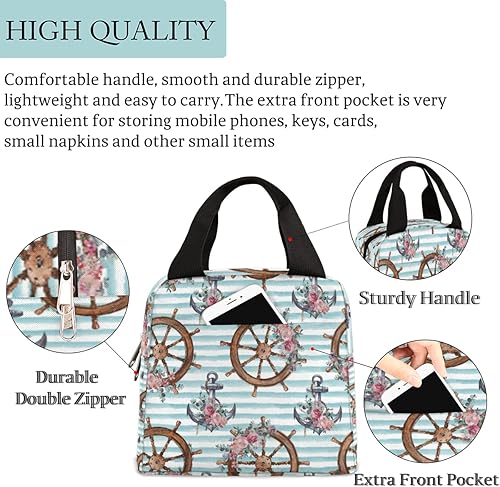 Miniatura 2 de Lonchera para adultos con rayas marinas, para mujer, lonchera tipo Anchior, lonchera a la moda, bolsa de almuerzo para mujer, bolsas de almuerzo