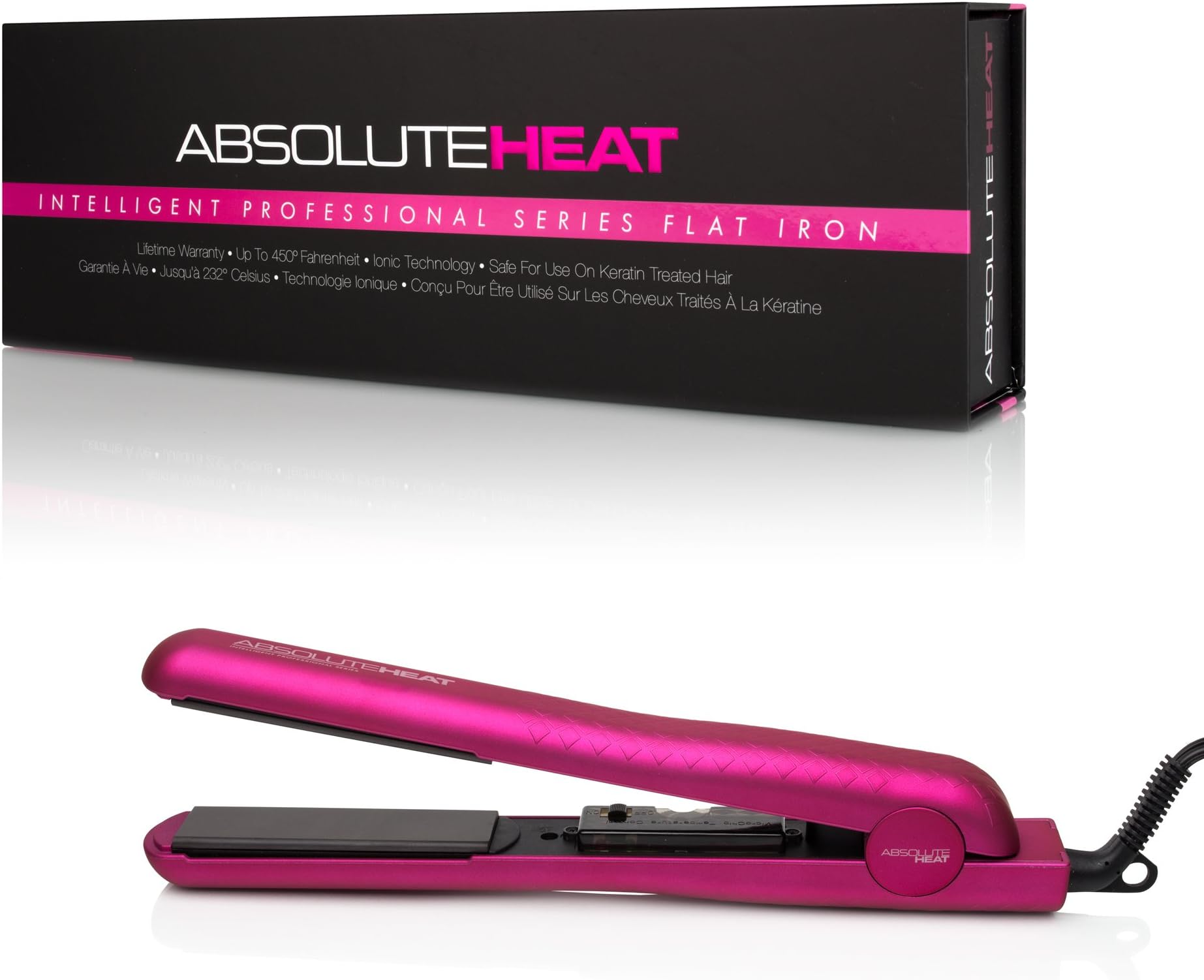 Intelligent Professional Series Ceramic Rubberized Flat Iron, 1.25", Pink