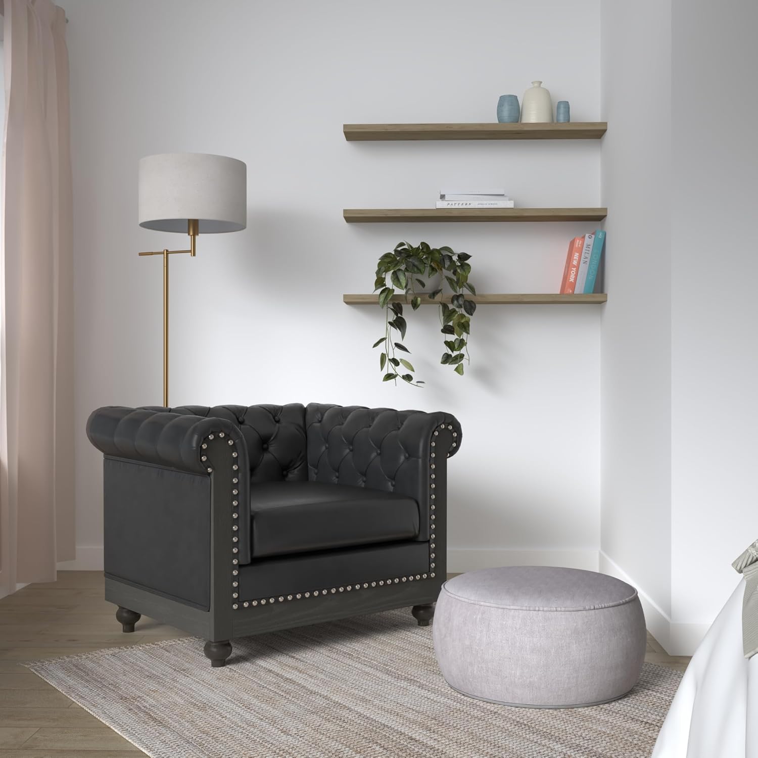 Christopher Knight Home Castalia Club Chair, Pine, Midnight Black + Dark Brown