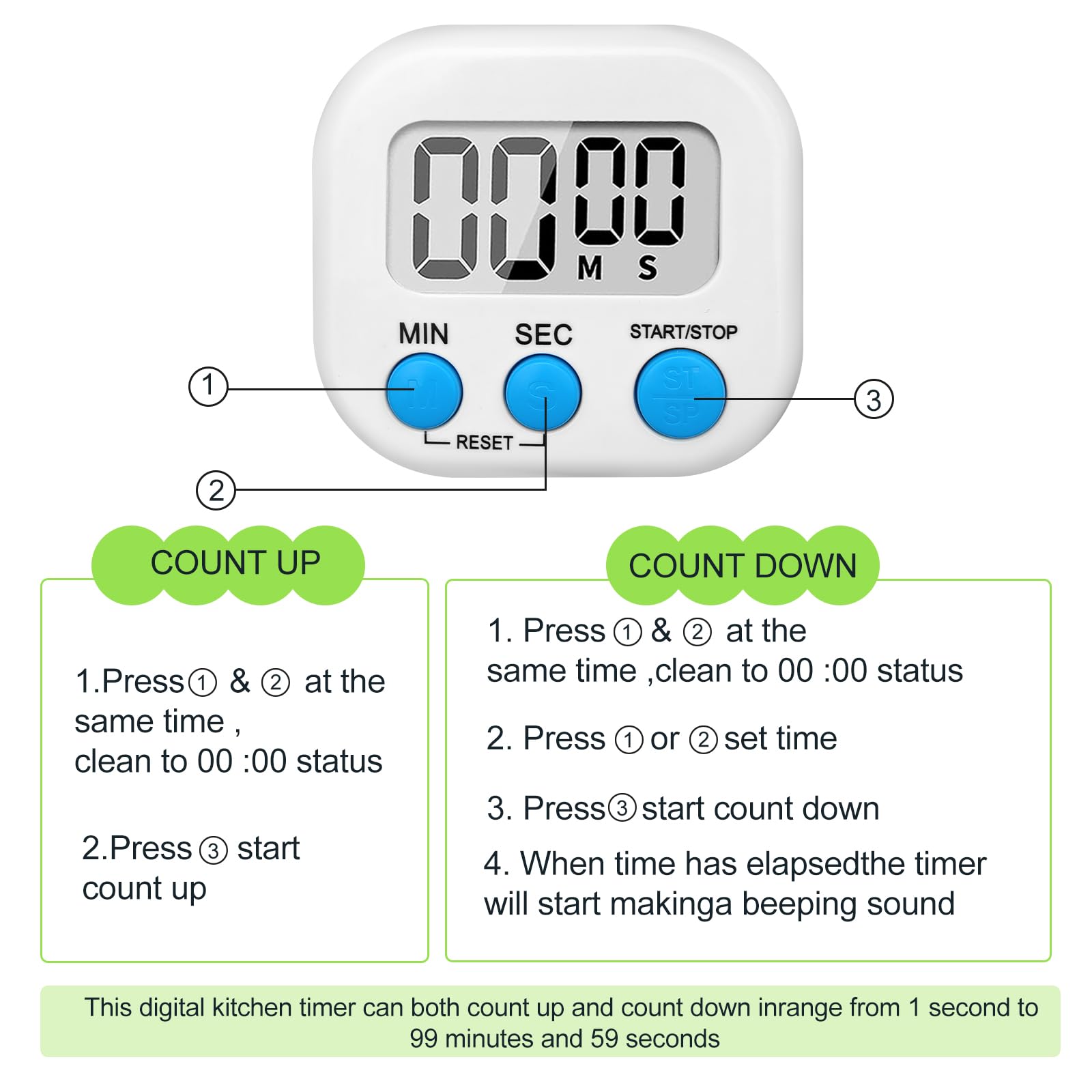 4 Stück Digitale Küchentimer - Magnetische Stoppuhren Für Kochen, Backen, Sport & Lernen