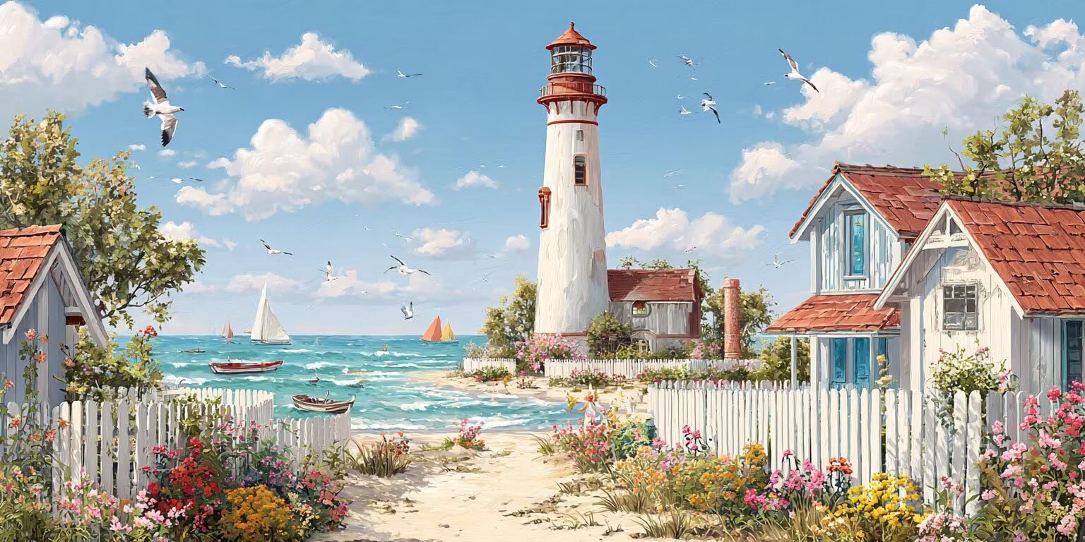 Pintar por Numeros Adultos, Gaviota Del Faro, 70x90cm 7JGWX-85