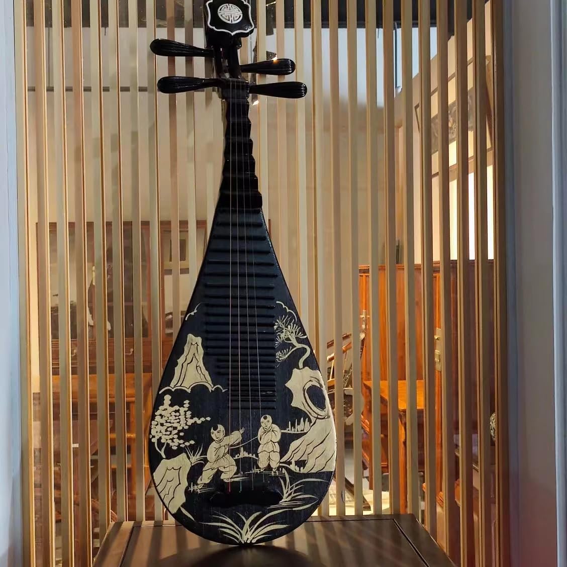 Amazon | 琵琶 Pipa ハンドメイド 絵画 手作り ブラック 遊びや家の