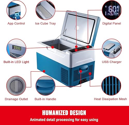 Miniatura 5 de Happybuy Refrigerador portátil de 22 litros, 12 voltios con control de aplicación (-468), para camping, viajes, pesca, al aire libre