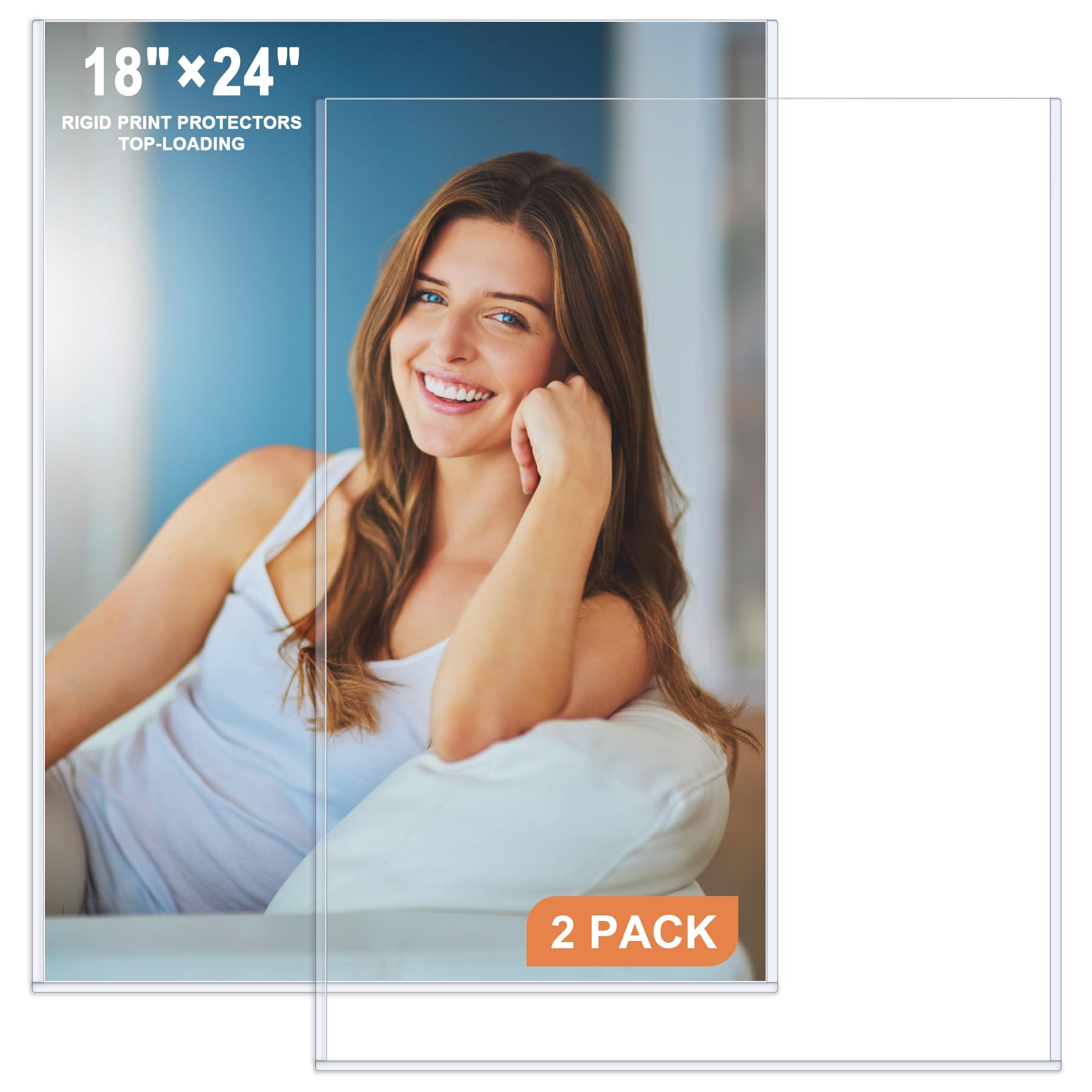 Ndsox 2 Pack 18" x 24" Rigid Print Protectors Clear Hard Plastic Sheet Poster Protectors Photo Sleeves Top Loading Rigid Newspaper Page Holders for Photographs, Presentations, Artwork, Sheet Music
