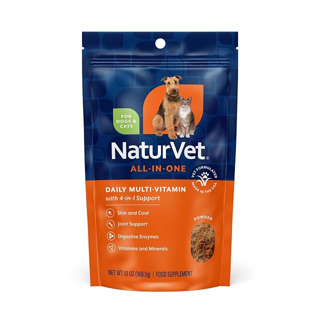 NaturVet ALL-IN-ONE Powder Dog & Cat Multi-Vitamin Supplement 384 ml (60 Days)