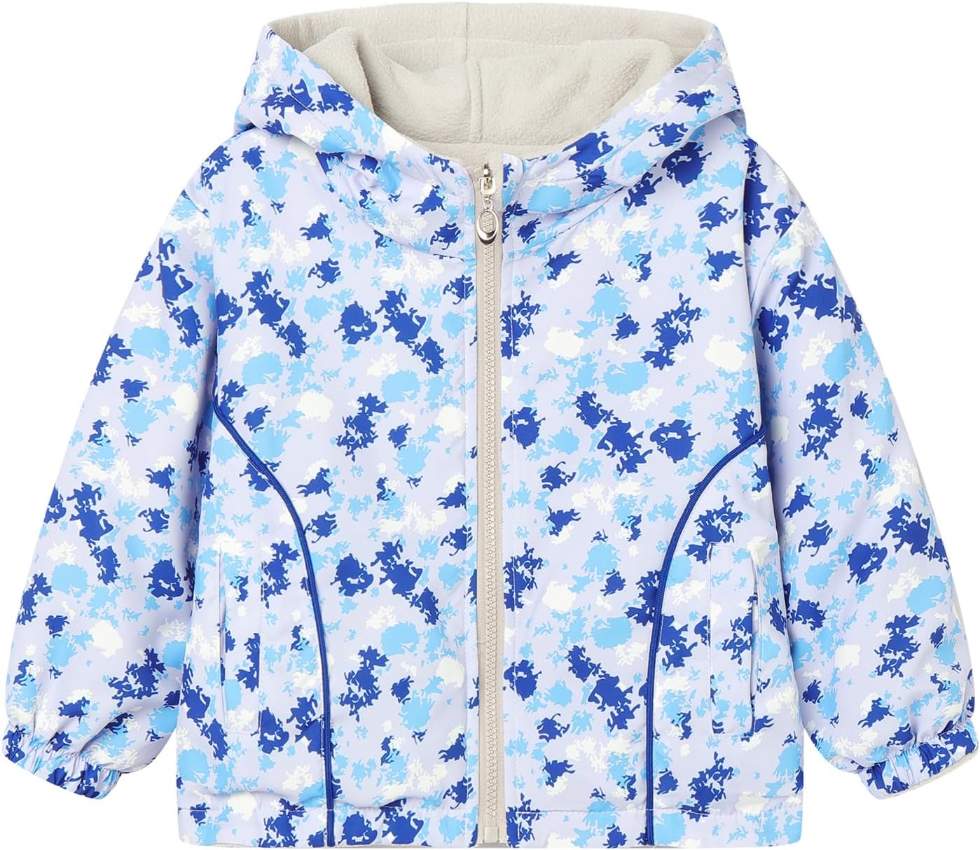 Mud Kingdom Kids Reversible Fleece Jacket for Boys and Girls Waterproof Hooded Coat with Camo Print Winter Warm Outerwear